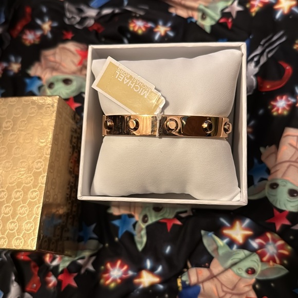 NEW MICHAEL KORS ROSE GOLD BRACELET BANGLE DIAMOND LOVE LOCK NUT BOLT CUFF BOX X - Picture 10 of 16